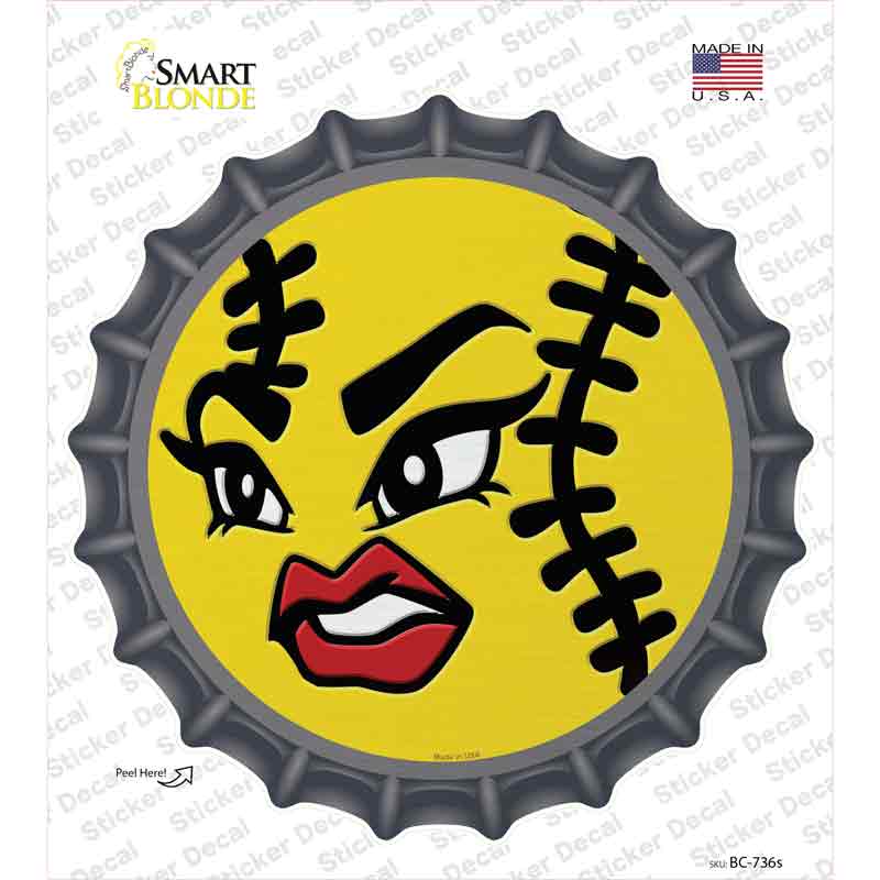 Angry Softball Novelty Bottle Cap Sticker Decal Small