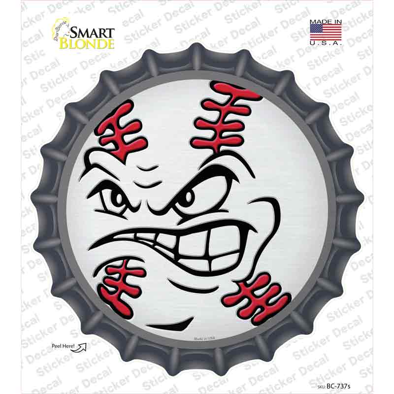 Angry Baseball Novelty Bottle Cap Sticker Decal Small