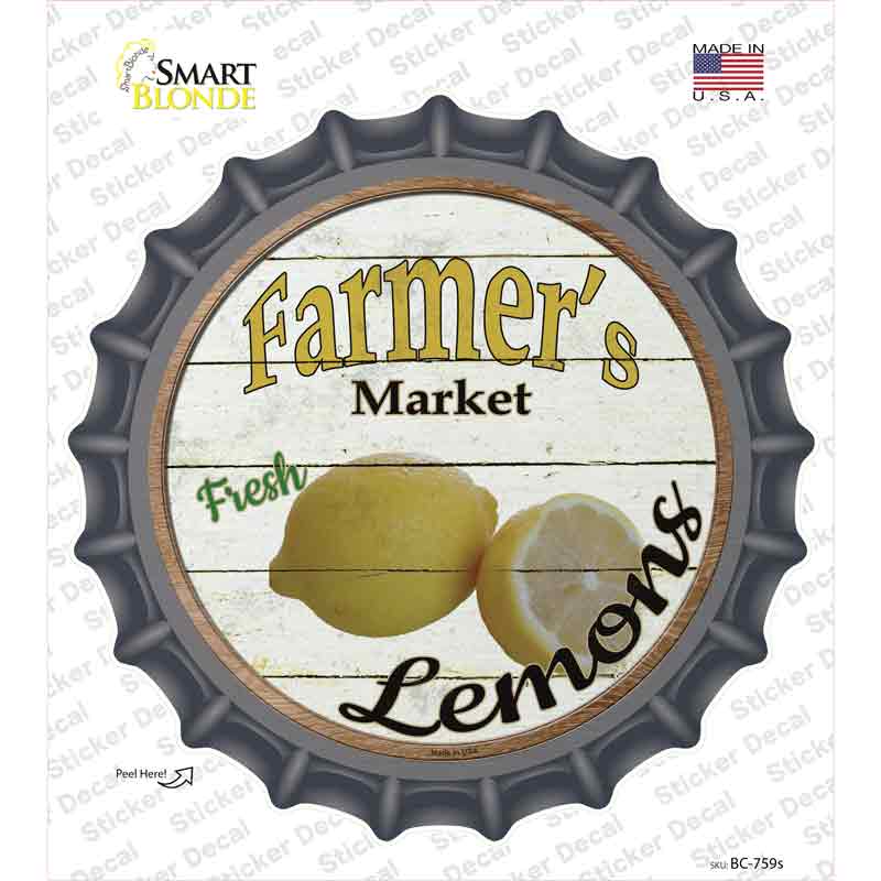 Farmers Market Lemons Novelty Bottle Cap Sticker Decal Small