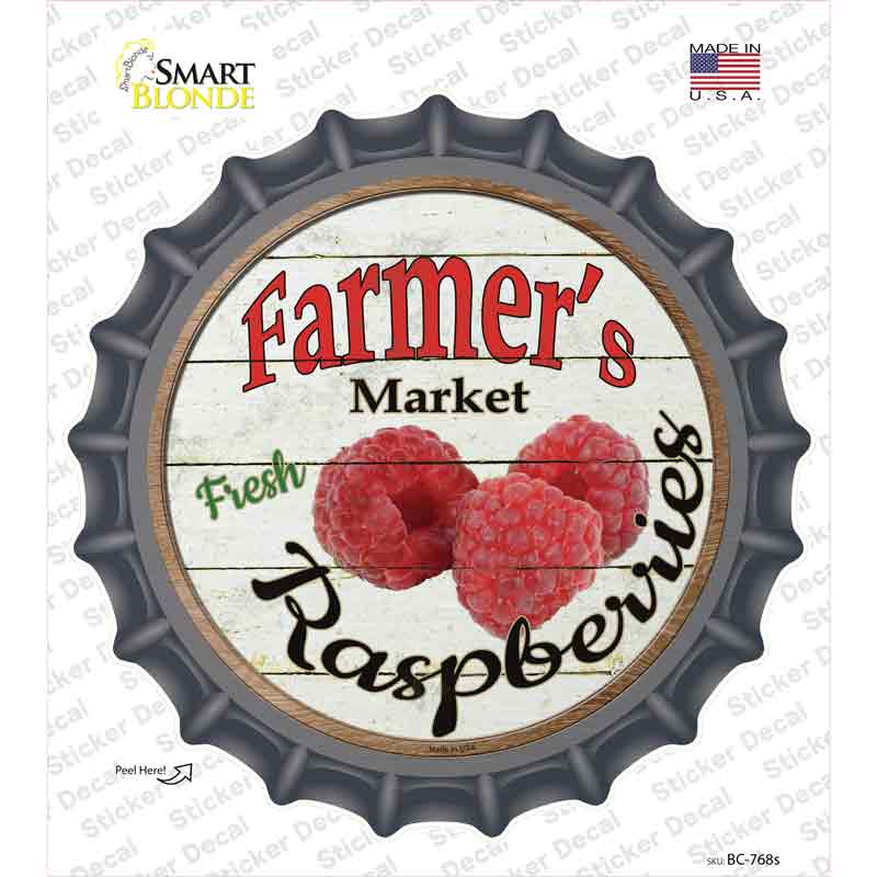 Farmers Market Raspberries Novelty Bottle Cap Sticker Decal Small