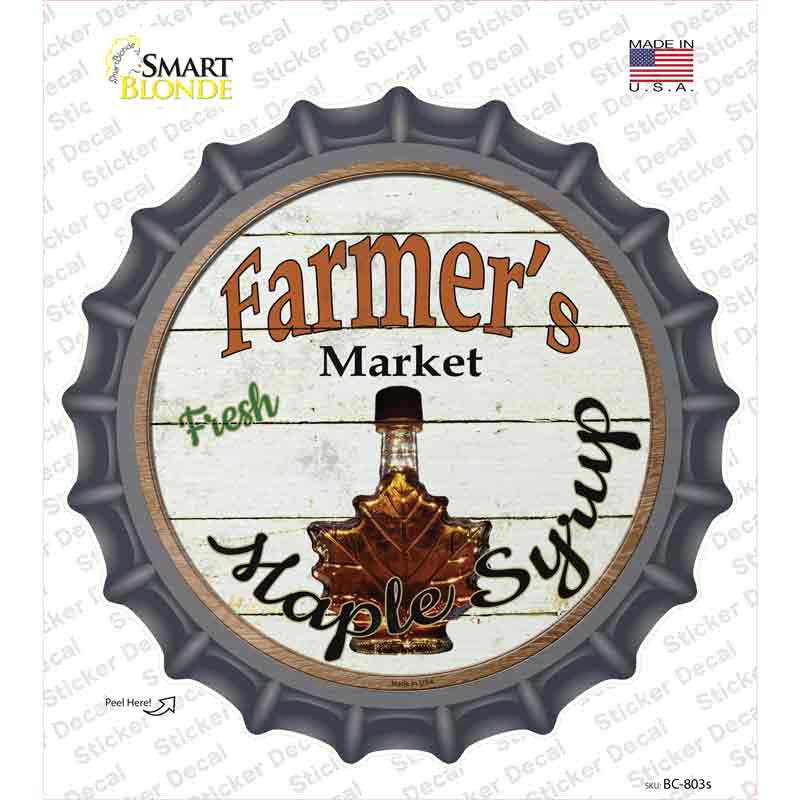 Farmers Market Maple Syrup Novelty Bottle Cap Sticker Decal Small