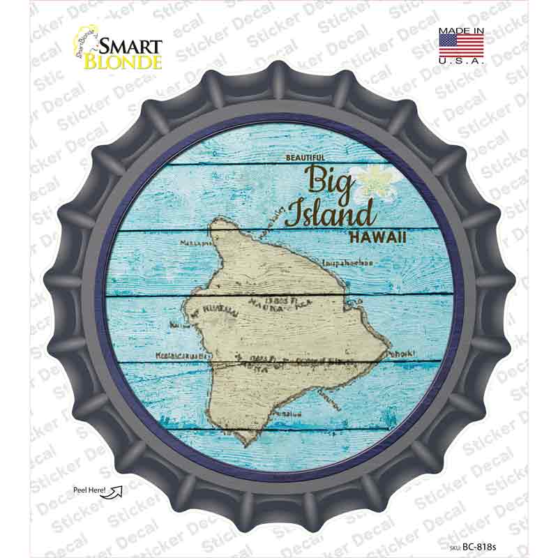 Big Island Hawaii Map Novelty Bottle Cap Sticker Decal Small