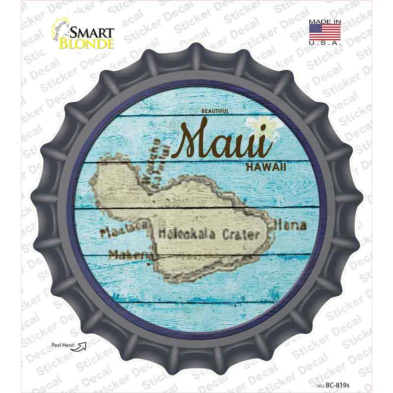 Maui Hawaii Map Novelty Bottle Cap Sticker Decal Small