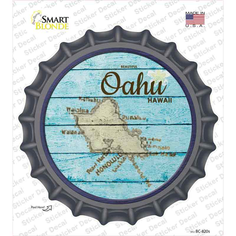 Oahu Hawaii Map Novelty Bottle Cap Sticker Decal Small