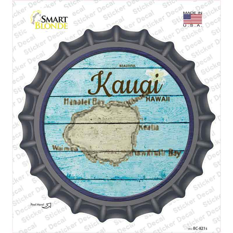 Kauai Hawaii Map Novelty Bottle Cap Sticker Decal Small