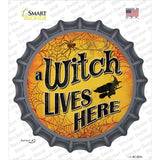 A Witch Lives Here Novelty Bottle Cap Sticker Decal