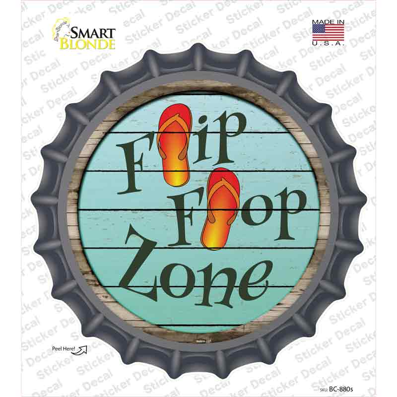 Orange Flip Flop Zone Novelty Bottle Cap Sticker Decal Small