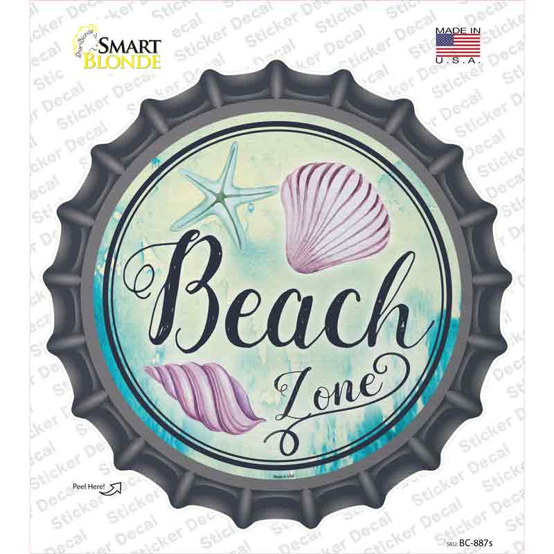 Beach Zone Novelty Bottle Cap Sticker Decal Small