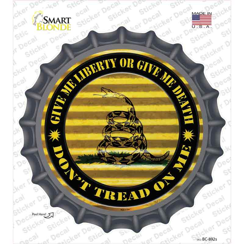 Dont Tread On Me Yellow Novelty Bottle Cap Sticker Decal Small