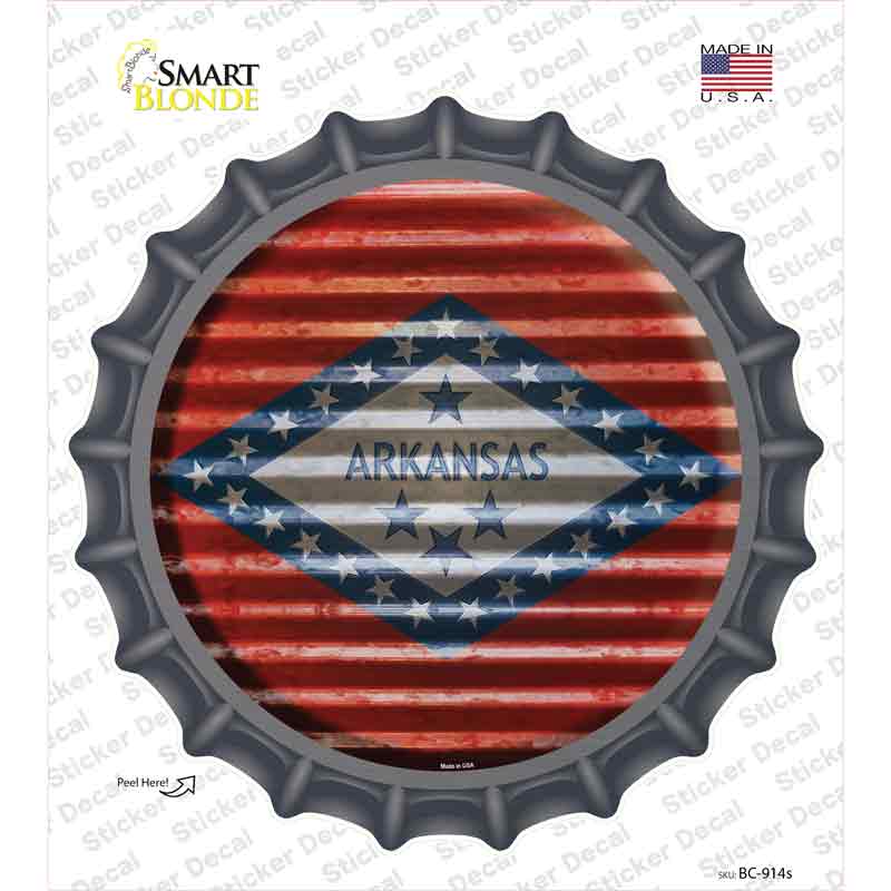 Arkansas Flag Corrugated Novelty Bottle Cap Sticker Decal Small