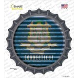 Connecticut Flag Corrugated Novelty Bottle Cap Sticker Decal Small