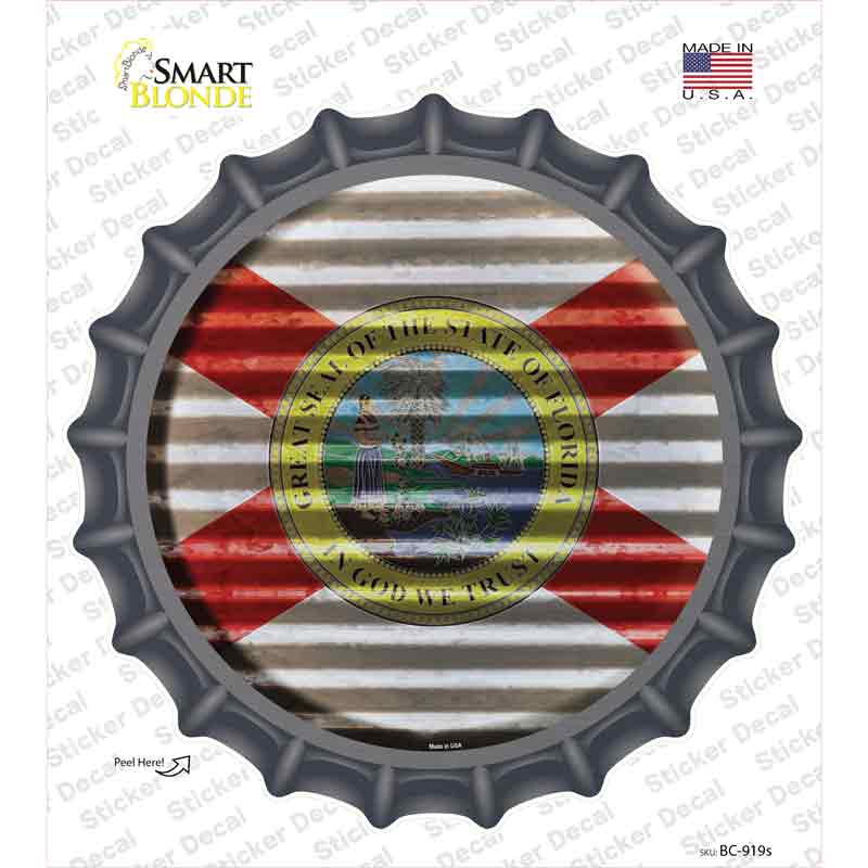 Florida Flag Corrugated Novelty Bottle Cap Sticker Decal Small