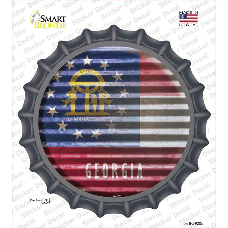 Georgia Flag Corrugated Novelty Bottle Cap Sticker Decal Small