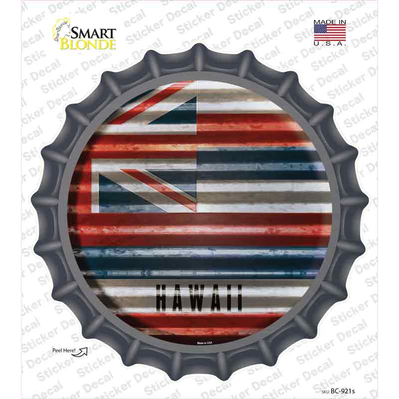 Hawaii Flag Corrugated Novelty Bottle Cap Sticker Decal Small