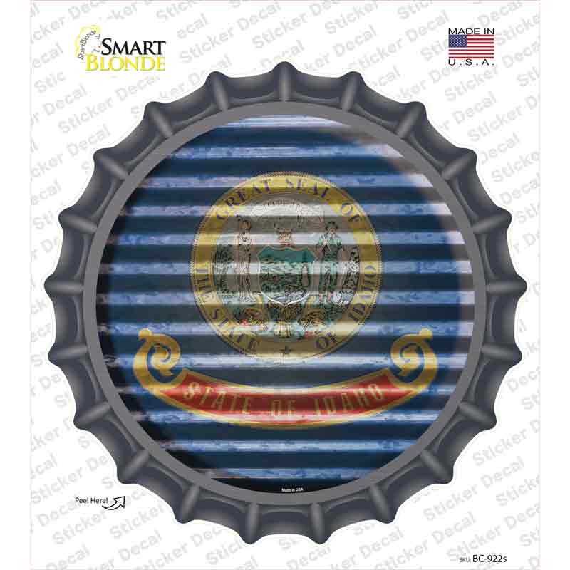 Idaho Flag Corrugated Novelty Bottle Cap Sticker Decal Small