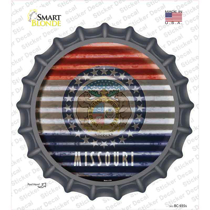 Missouri Flag Corrugated Novelty Bottle Cap Sticker Decal