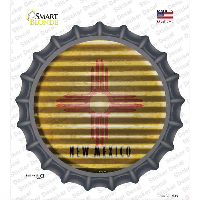 New Mexico Flag Corrugated Novelty Bottle Cap Sticker Decal Small