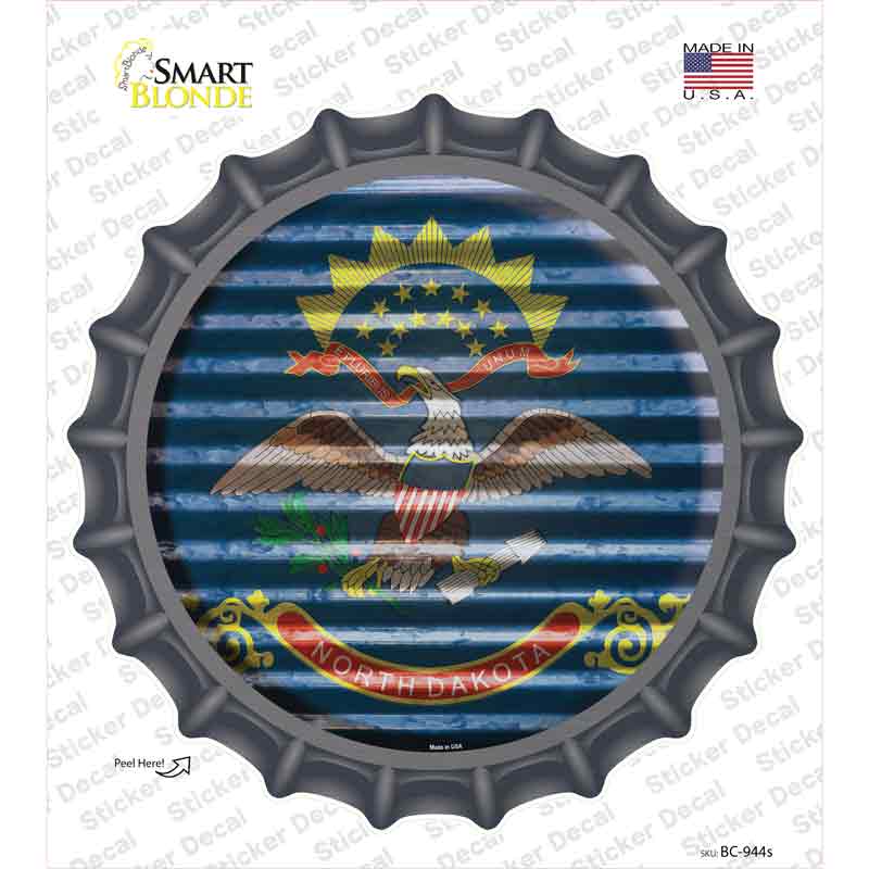 North Dakota Flag Corrugated Novelty Bottle Cap Sticker Decal