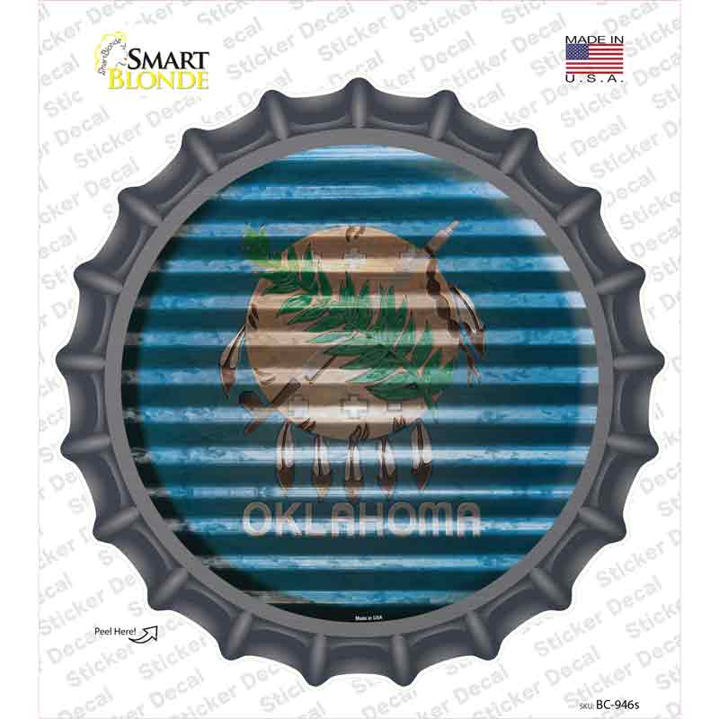 Oklahoma Flag Corrugated Novelty Bottle Cap Sticker Decal Small