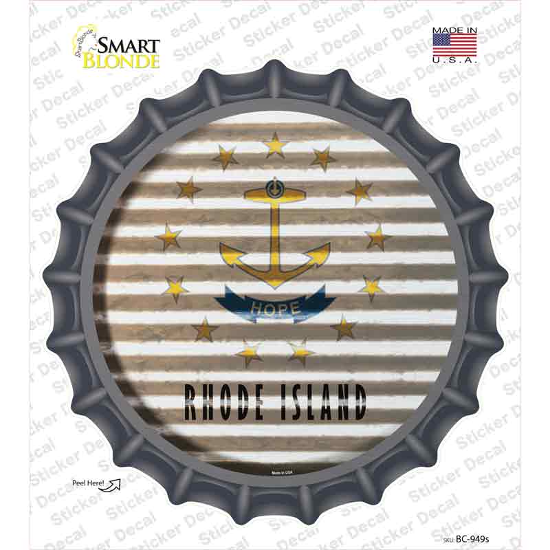 Rhode Island Flag Corrugated Novelty Bottle Cap Sticker Decal Small