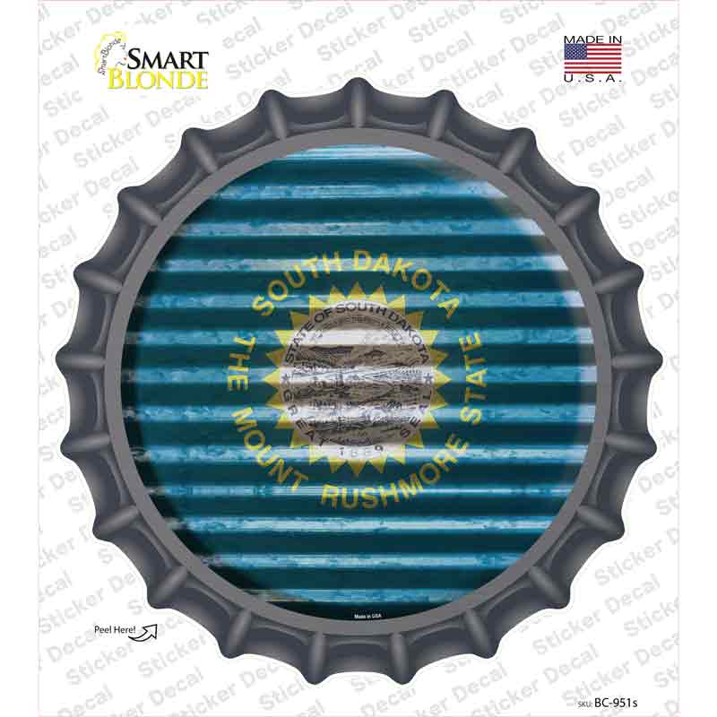 South Dakota Flag Corrugated Novelty Bottle Cap Sticker Decal Small