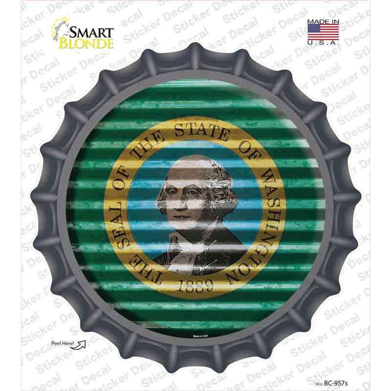 Washington Flag Corrugated Novelty Bottle Cap Sticker Decal Small