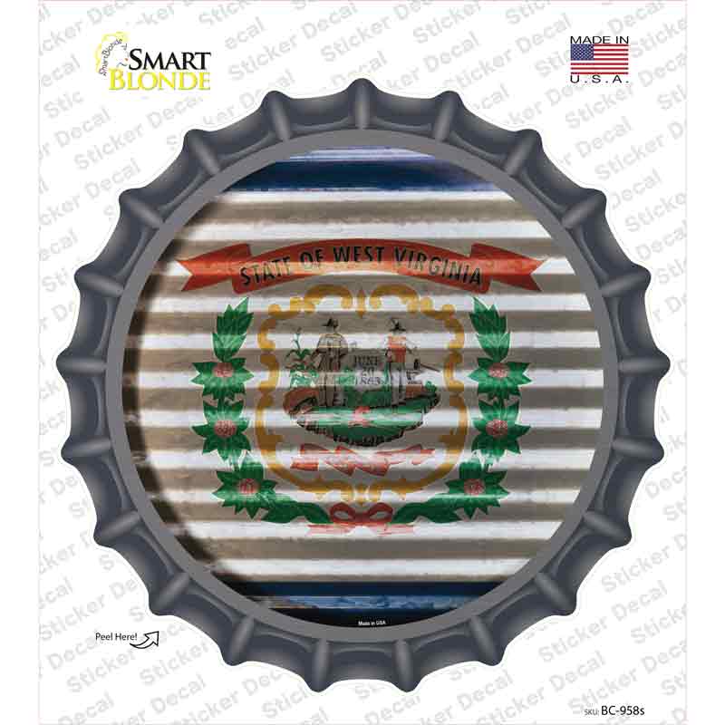 West Virginia Flag Corrugated Novelty Bottle Cap Sticker Decal Small