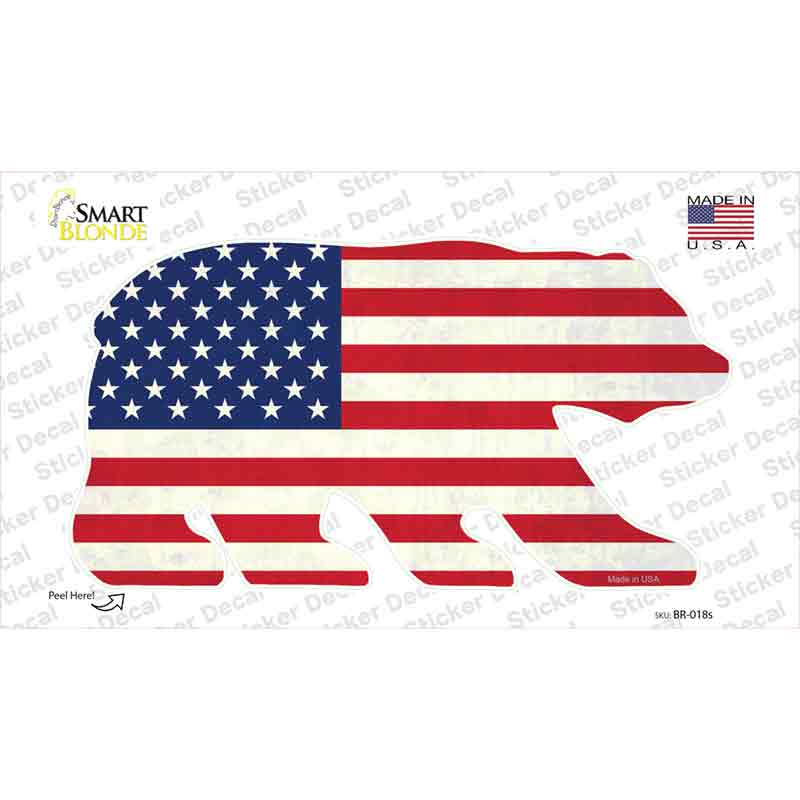 American Flag Novelty Bear Sticker Decal Small