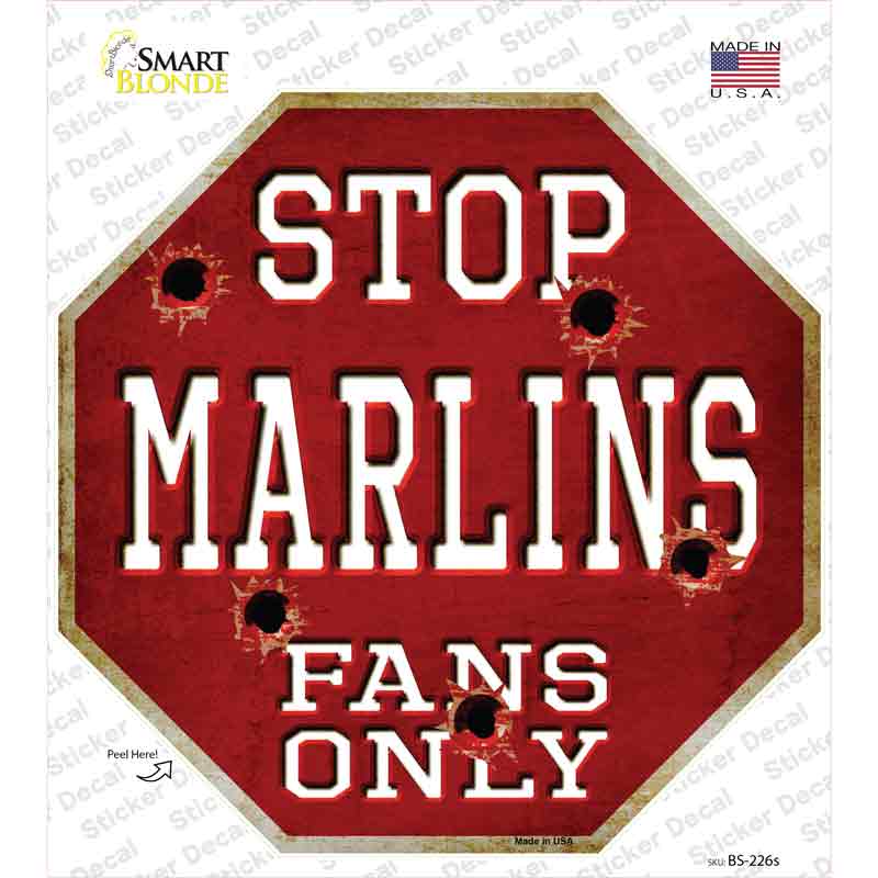 Marlins Fans Only Novelty Octagon Sticker Decal Small