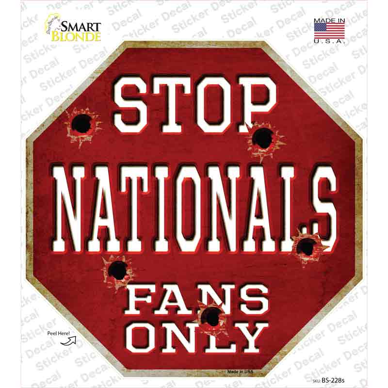 Nationals Fans Only Novelty Octagon Sticker Decal Small