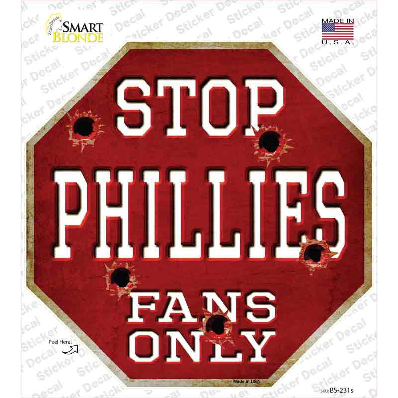 Phillies Fans Only Novelty Octagon Sticker Decal Small