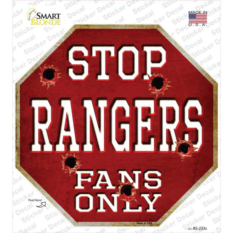 Rangers Fans Only Novelty Octagon Sticker Decal Small