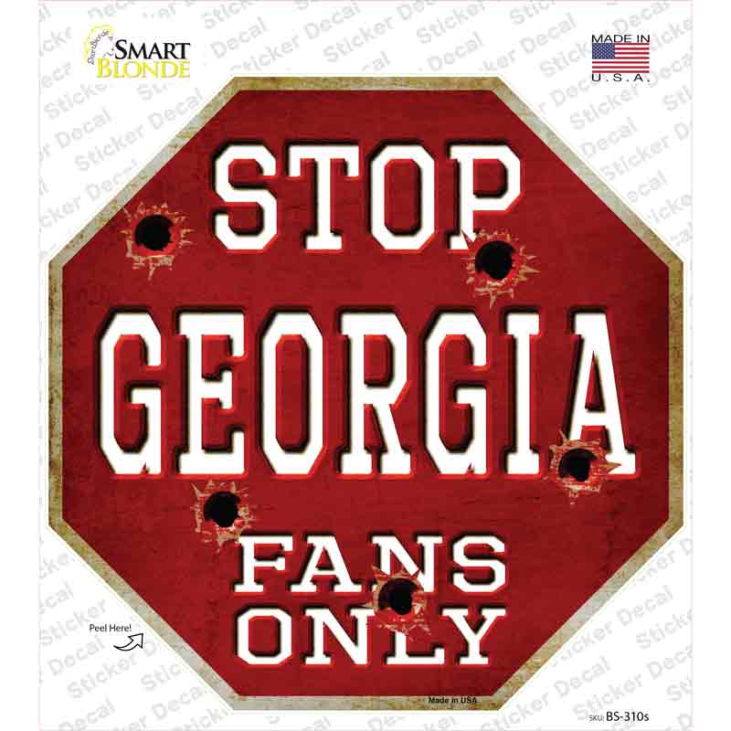 Georgia Fans Only Novelty Octagon Sticker Decal Small