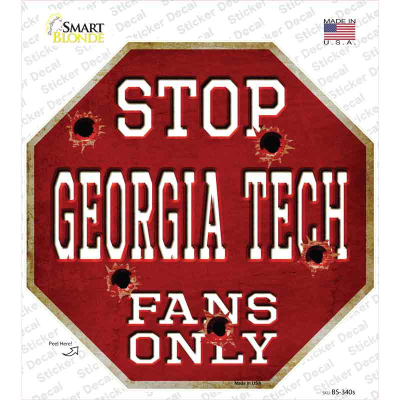 Georgia Tech Fans Only Novelty Octagon Sticker Decal Small