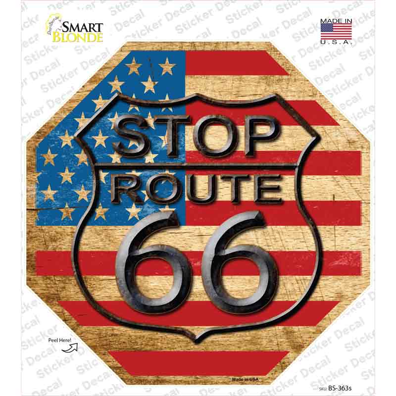 Route 66 American Flag Vintage Novelty Octagon Sticker Decal Small