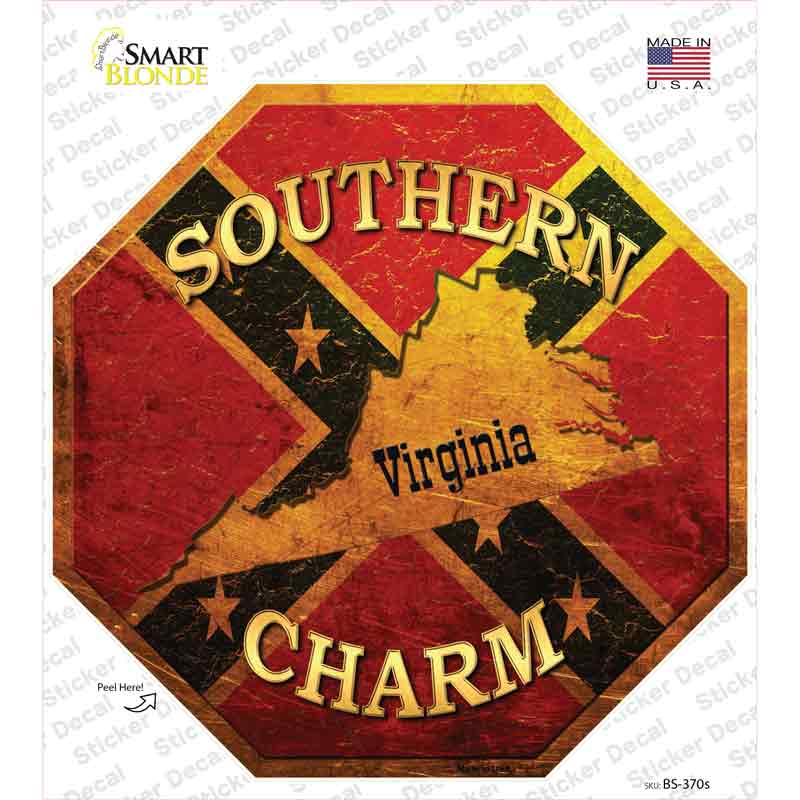 Southern Charm Virginia Novelty Octagon Sticker Decal Small