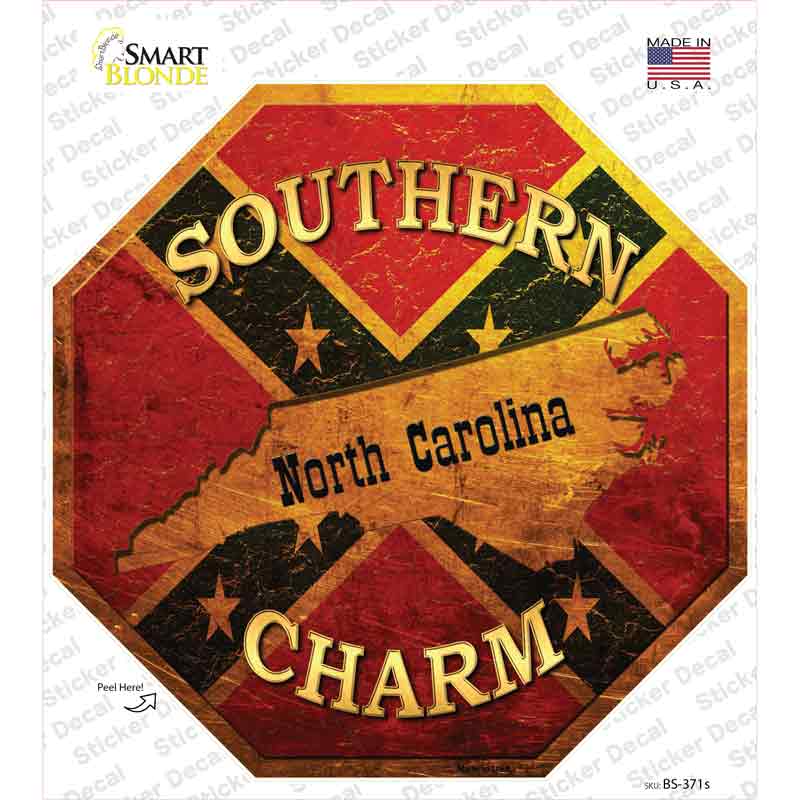 Southern Charm North Carolina Novelty Octagon Sticker Decal Small