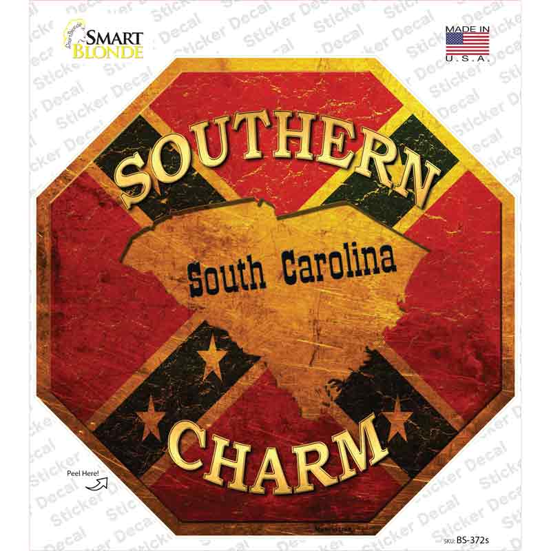 Southern Charm South Carolina Novelty Octagon Sticker Decal Small