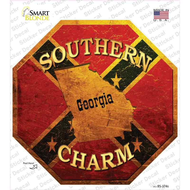Southern Charm Georgia Novelty Octagon Sticker Decal Small