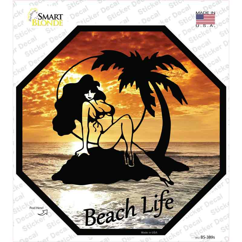 Beach Life Novelty Octagon Sticker Decal Small