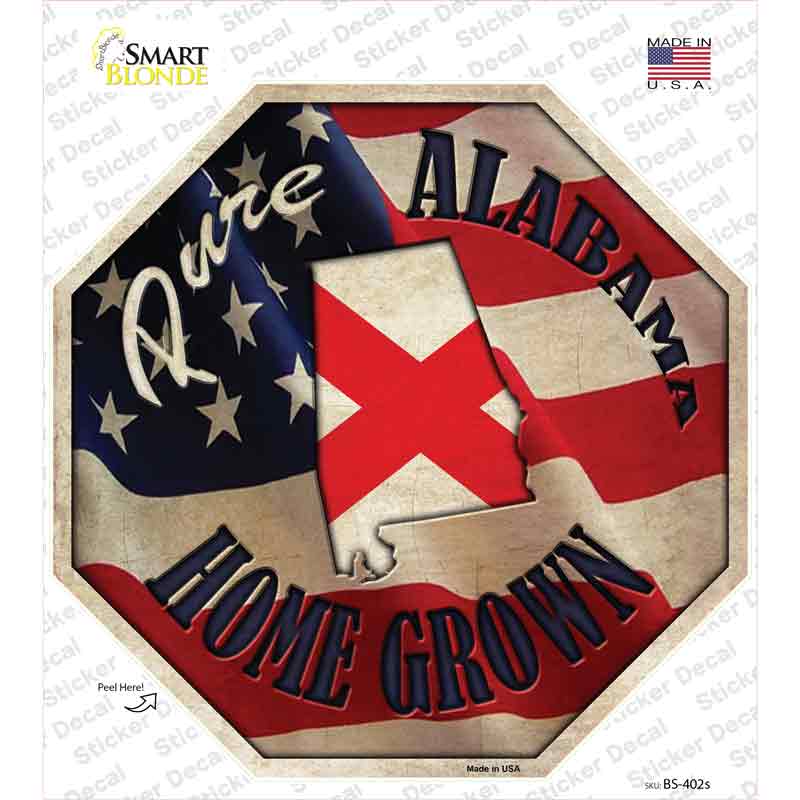 Alabama Home Grown Novelty Octagon Sticker Decal Small