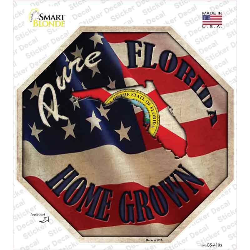Florida Home Grown Novelty Octagon Sticker Decal Small