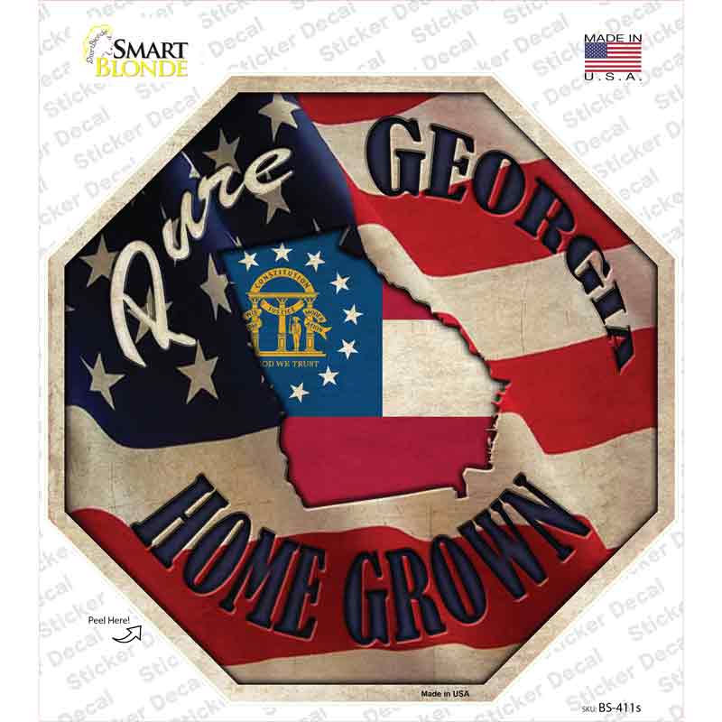 Georgia Home Grown Novelty Octagon Sticker Decal Small