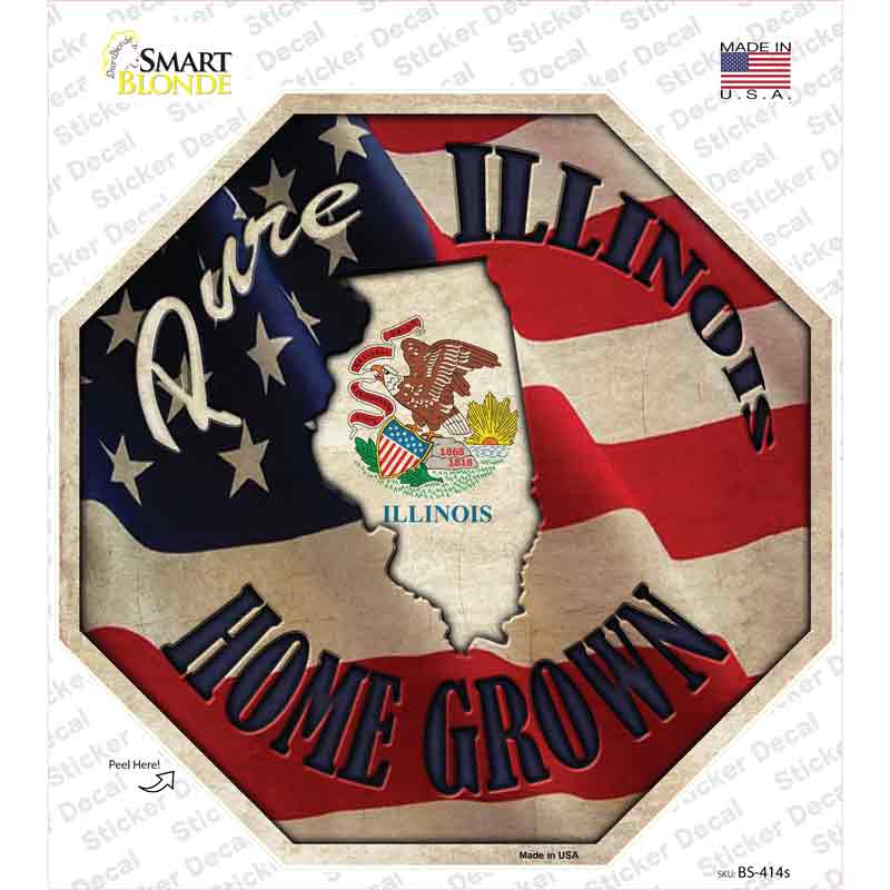 Illinois Home Grown Novelty Octagon Sticker Decal Small