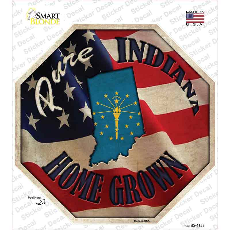 Indiana Home Grown Novelty Octagon Sticker Decal Small