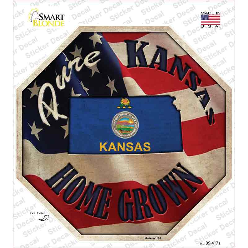 Kansas Home Grown Novelty Octagon Sticker Decal Small