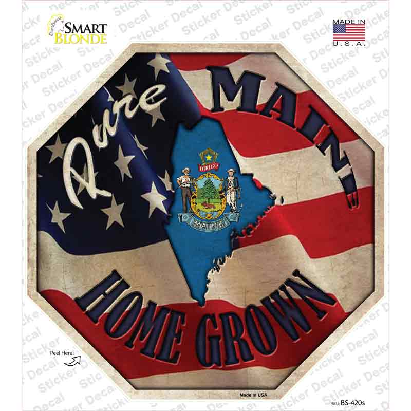 Maine Home Grown Novelty Octagon Sticker Decal Small