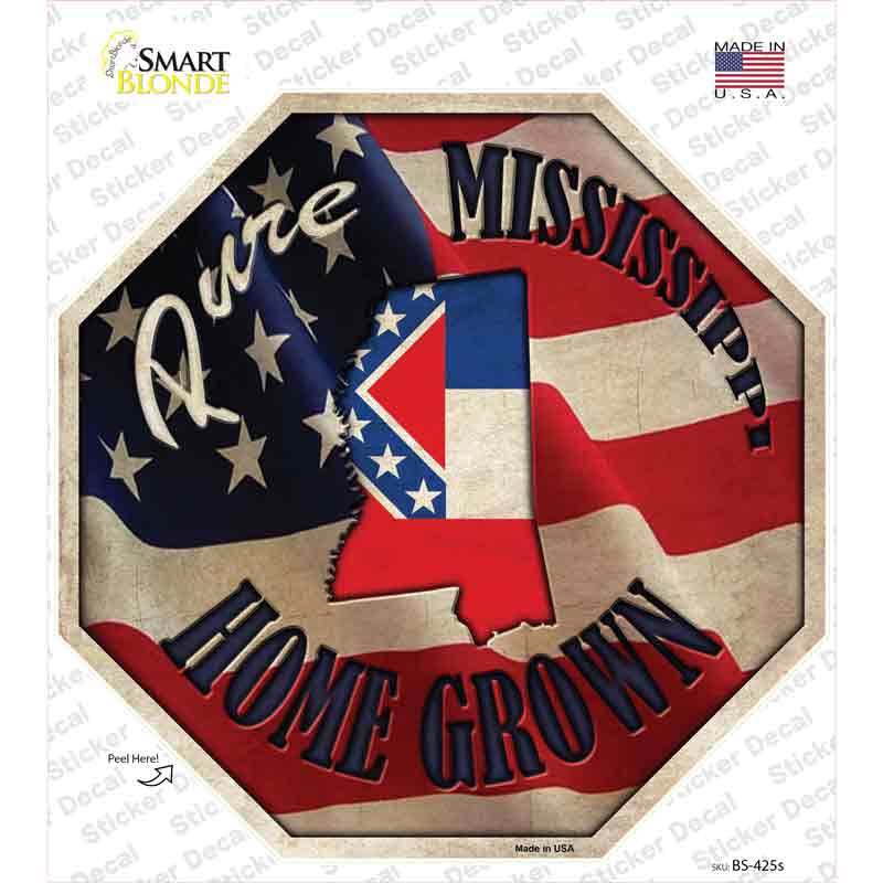 Mississippi Home Grown Novelty Octagon Sticker Decal Small