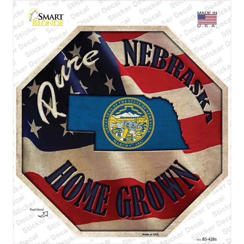 Nebraska Home Grown Novelty Octagon Sticker Decal Small