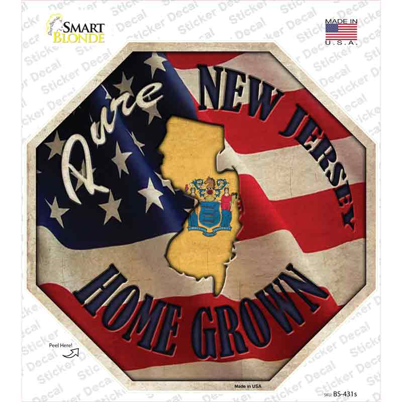 New Jersey Home Grown Novelty Octagon Sticker Decal Small